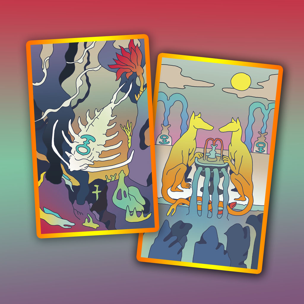 Tarot cards : Ace of Cups and Two of Cups